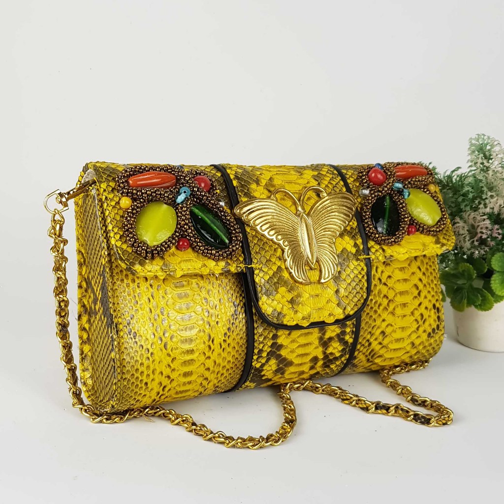 Clutch Kulit Ular Asli Kalila Size S Handmade Asli Bali