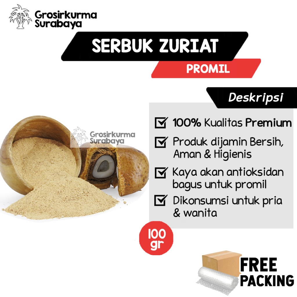Serbuk Zuriat Promil 100gr ASLI Tanpa Campuran Murni Buah Zuriat Program Kesuburan Pria dan Wanita