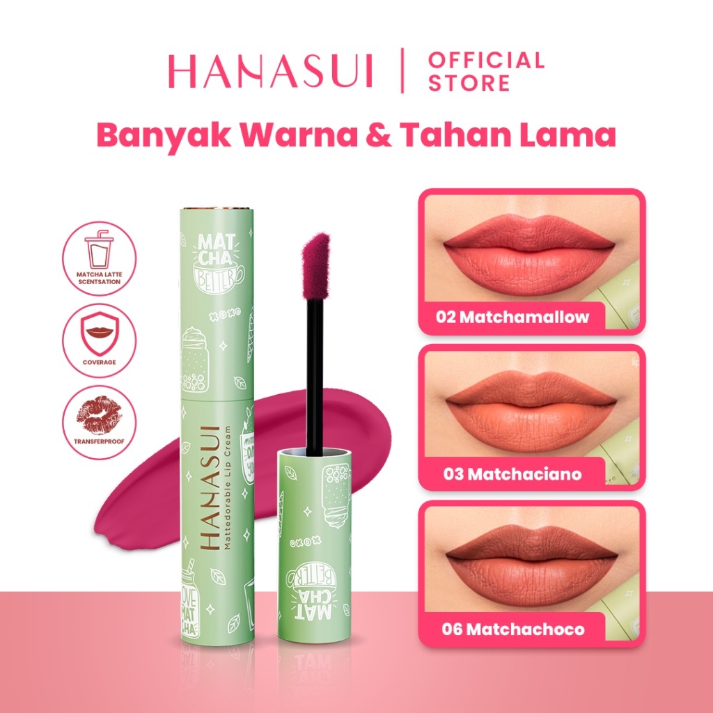 Hanasui Mattedorable Lip Cream | Matte Dorable LipCream Lipstick Cair Mate Hanasui | BOBA EDITION | TnT Beauty Shop-01 Matchalicious