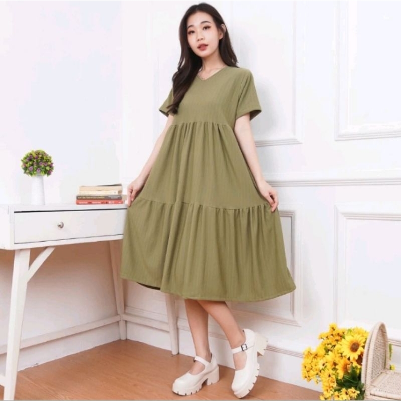MIDI DRESS KNIT RIB  /  MIDI POLOS / DASTER MIDI  / MIDI POLOS BANYAK WARNA /DRESS RIB / DASTER POLO