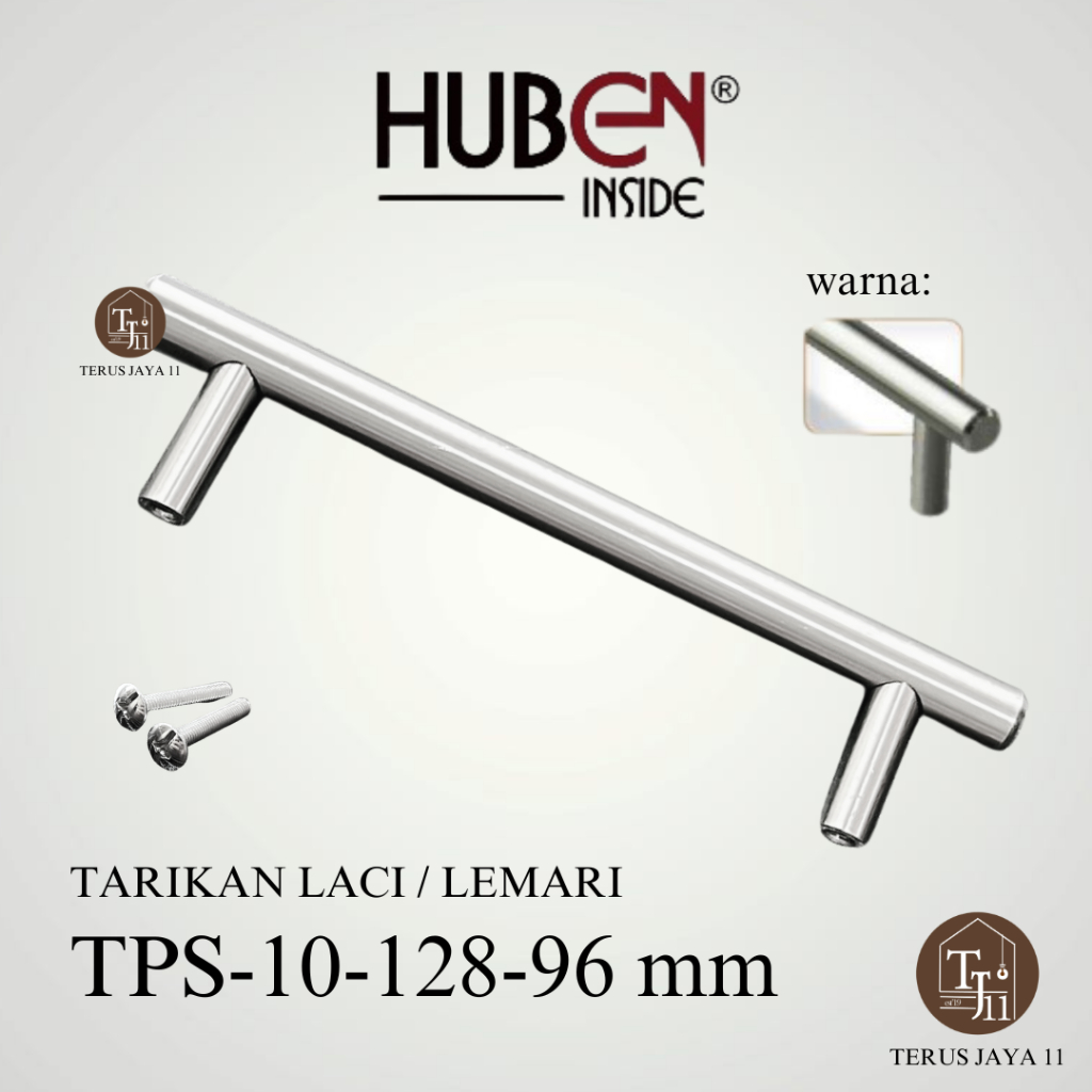 HUBEN Tarikan Laci TPS-10 / Tarikan Lemari merk HUBEN TPS-10-128-96 MM Brush Nickel