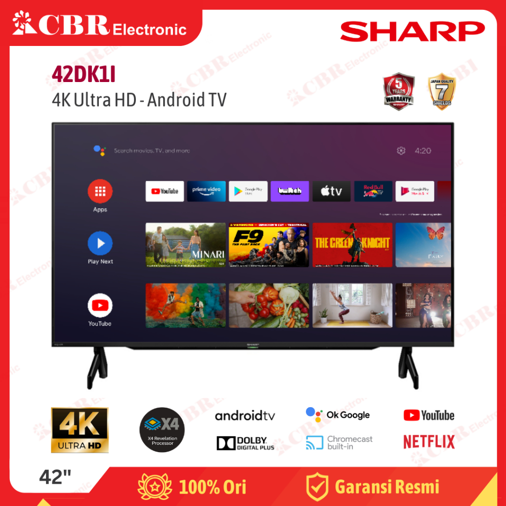 TV SHARP 42 Inch LED 42DK1I (4K HD-Android TV)