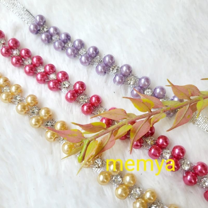 Aplikasi Renda Payet Mutiara Permata Cangkang 50cm