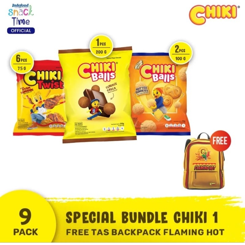 

bundle chiki free tas backpack flaming hot .. siap kirim