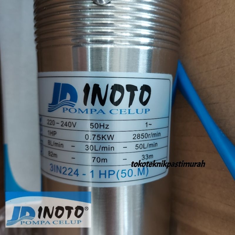 pompa Submersible sible sibel satelit inoto 3in 3" 1hp pompa celup + control box + kabel pompa 3dim 