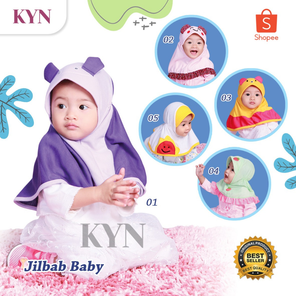 KYN Jilbab Bayi 0-12 Bulan Hijab Baby/Kerudung Anak Lucu