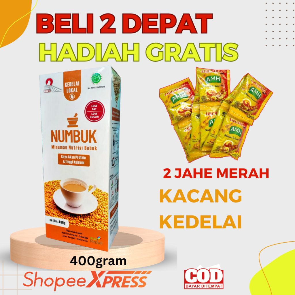 

NUMBUK 400gram DEPAT BONUS MINUMAN NUTRISI BUBUK SUSU KEDELAI BUBUK KACANG KEDELAI MURNI - WITH GULA JAWA