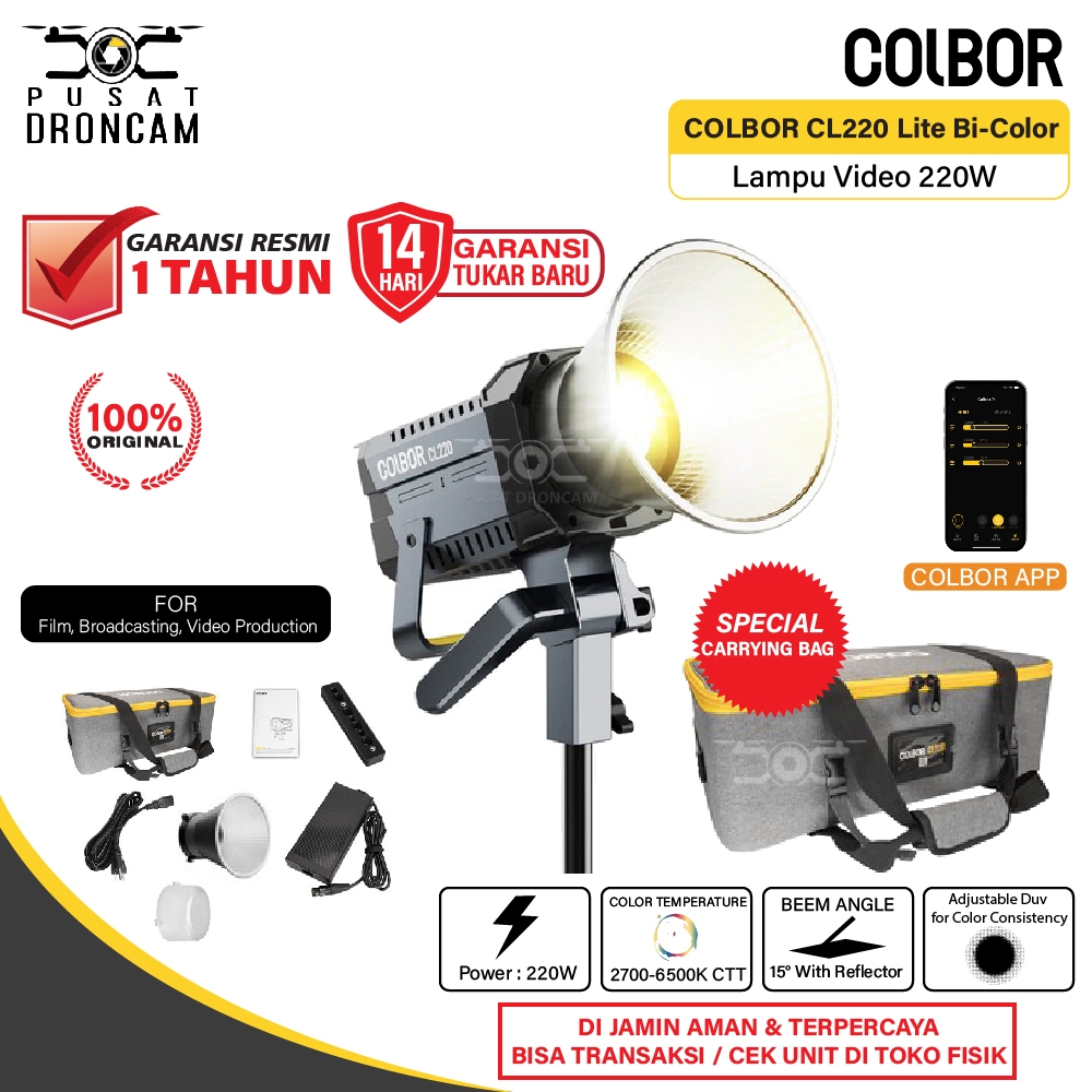 COLBOR CL220 Lite Bi-Color COB LED Lampu Video Light CL 220 220W