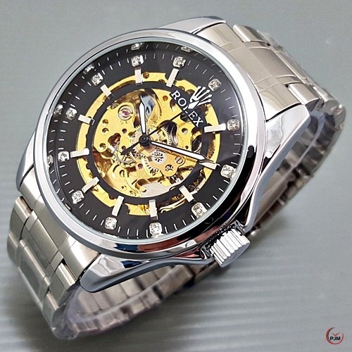 cuci gudang jam pria rolex automatic body besar premium watch transparan otomatis matic best seller
