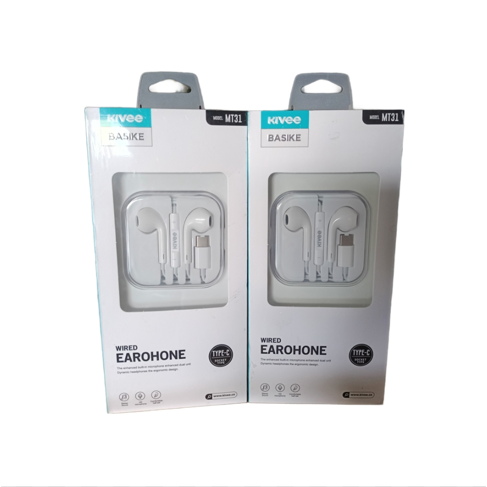 Headset TYPE  C  KIVEE  Basike Earphone musik In ear  Original 100%