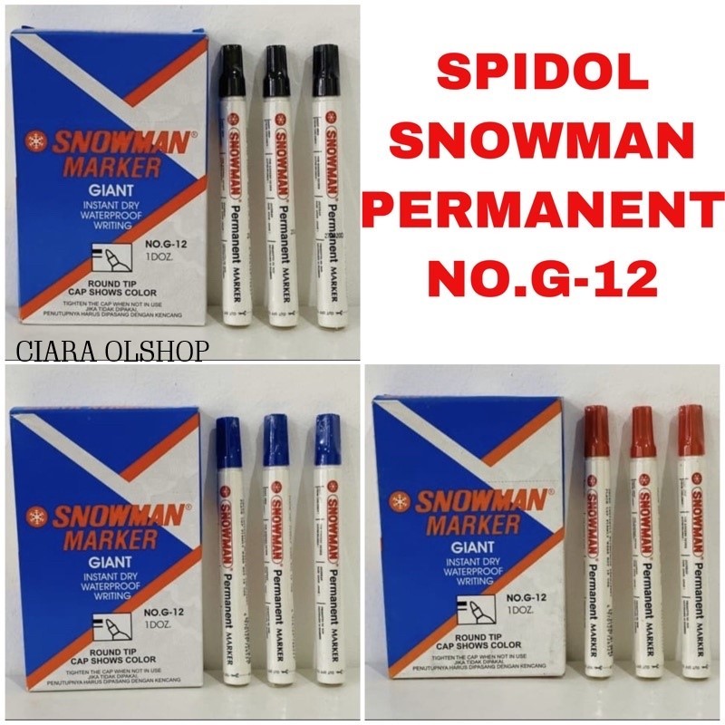 

SPIDOL PERMANENT / SNOWMAN MARKER / SNOWMAN BOARDMARKER 1 PAK ISI 12 PCS