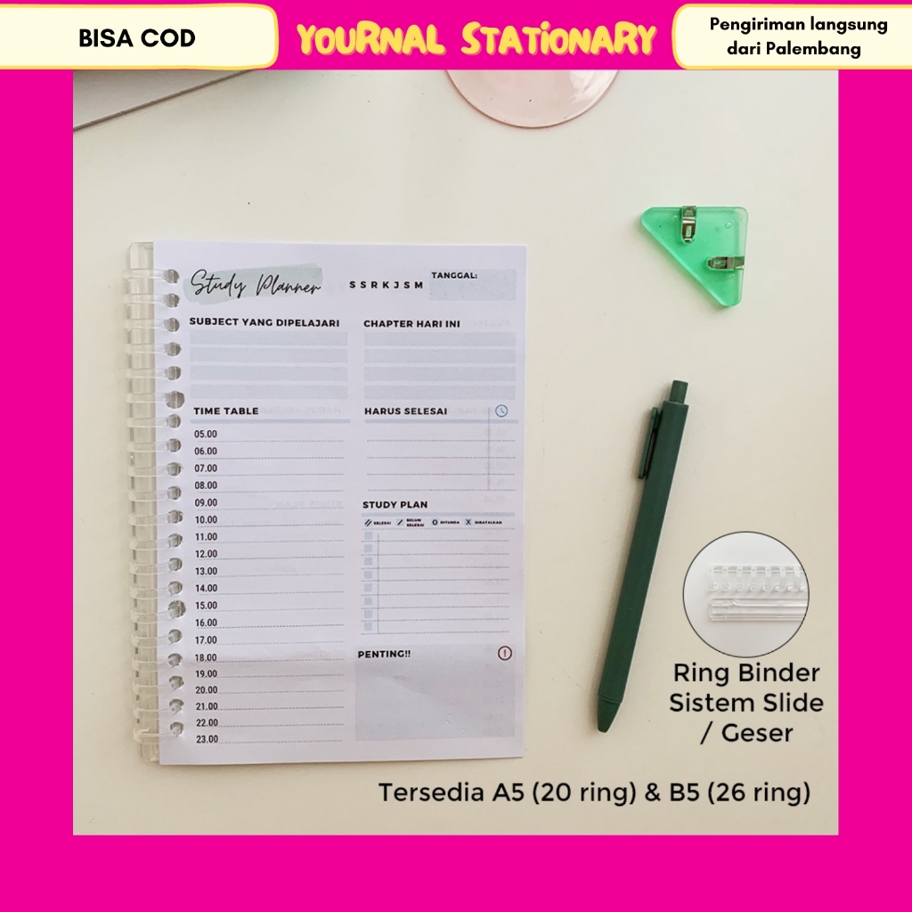 Ring Binder Flashee DIY Ring Binding Clip Ring Binding Strip DIY A5 B5 Transparan Sistem Push Pull T