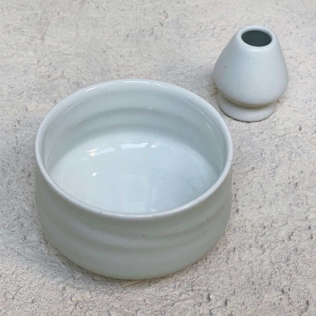 Matcha Bowl + Chasen Holder Ceramic Premium 16