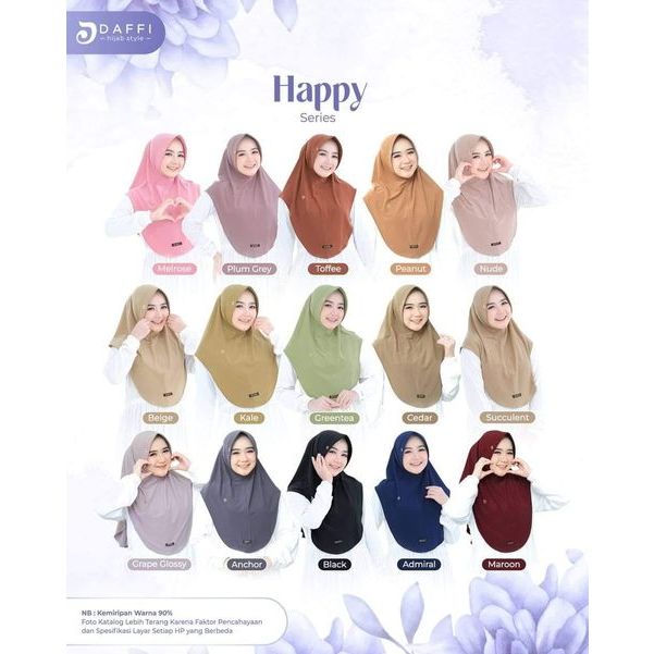 HAPPY DAFFI BEST SELLER / JILBAB INSTAN HAPPY DAFFI / KERUDUNG BERGO DAFFI / HIJAB DAFFI DISKON