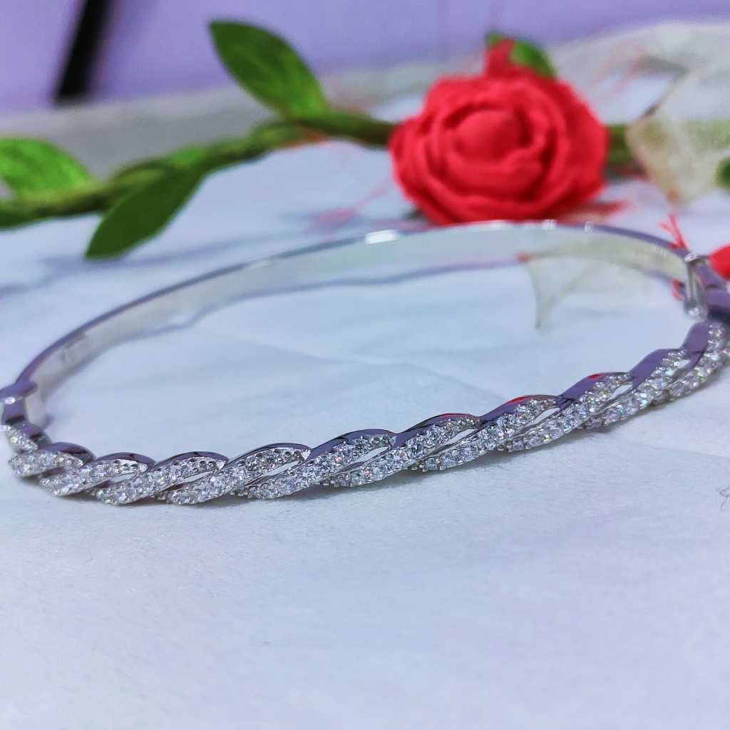 gelang bangle lilit mata putih emas asli 750 /17k