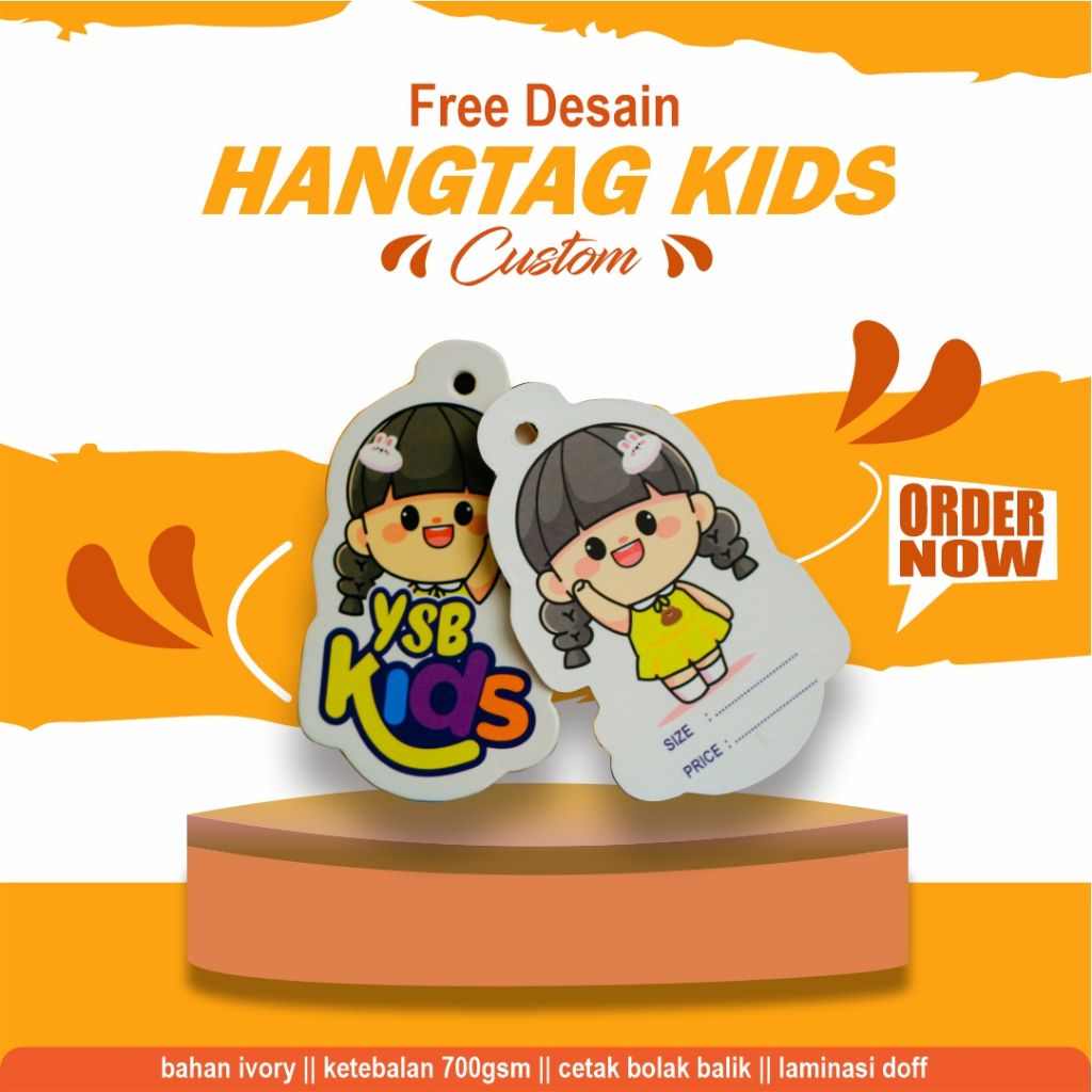 

Hangtag baju anak cetak bolak balik/hangtag custom 700gsm