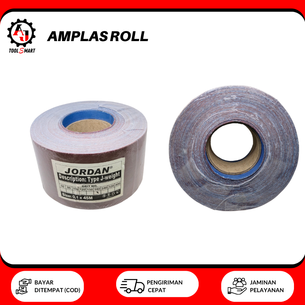 Amplas Roll Jordan Amplas Grit 60 80 100 120 150 180 240 320 400 Amplas Gulung 45 Meter Kertas Ampla