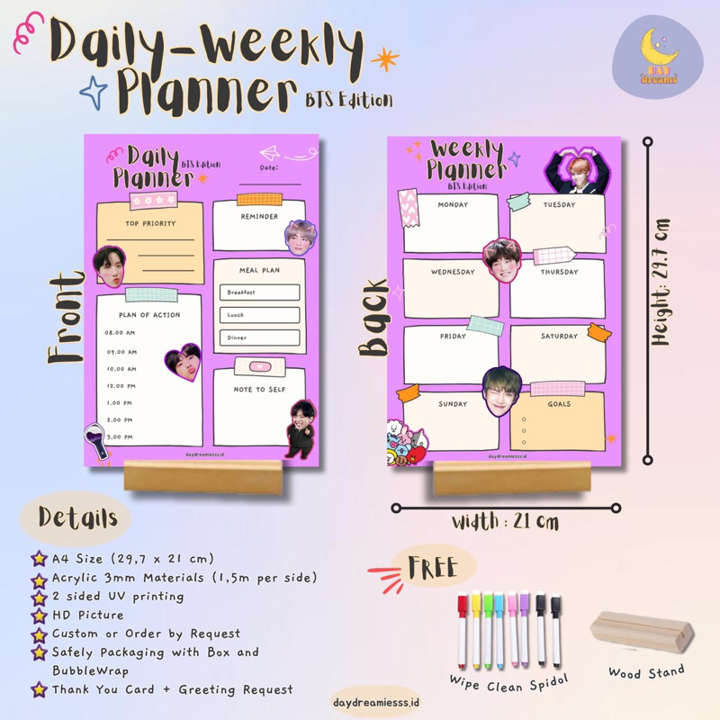 

ACRYLIC DAILY - WEEKLY PLANNER KPOP GROUP CUSTOM