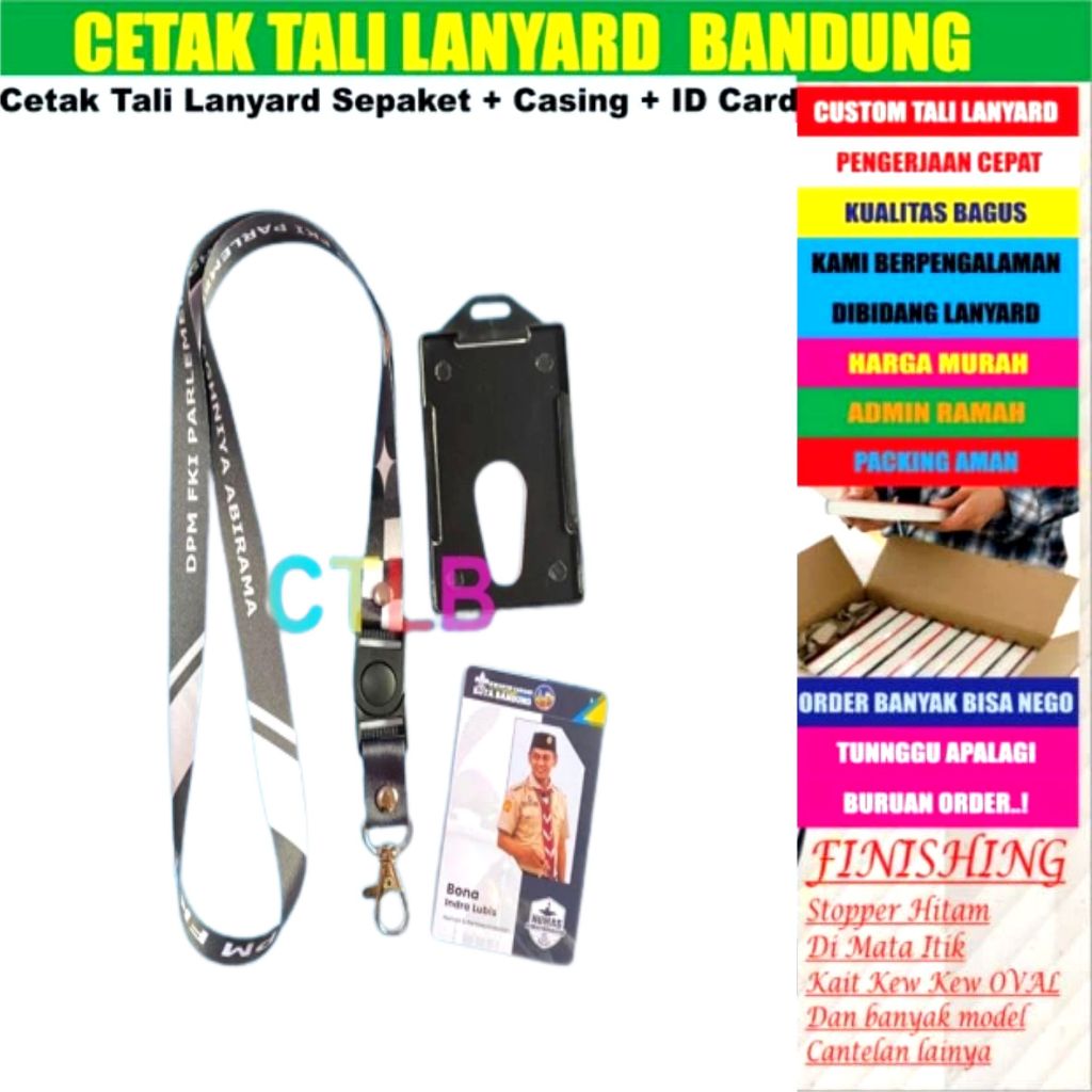 Tali lanyard  ID card custome dan casing satu set/cetak  lanyard id card custome dan casing sepaket /lanyard custom satuu set/gantungan lanyard satu set