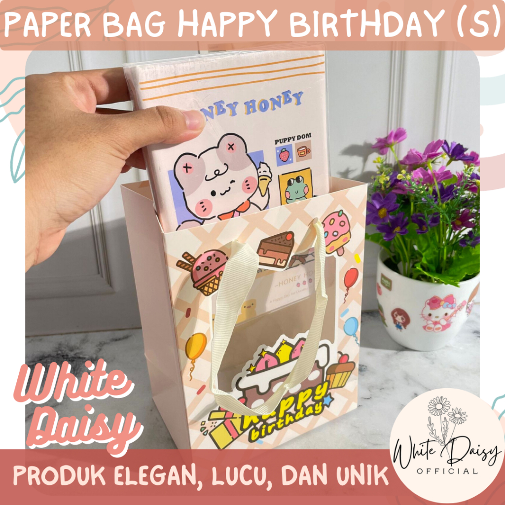 

Paper bag Happy Birthday (small) premium lucu imut tas hampers kecil