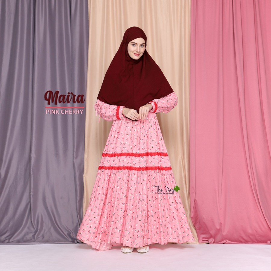 Gamis katun jepang premium super | gamis motif bunga adem ori by The day
