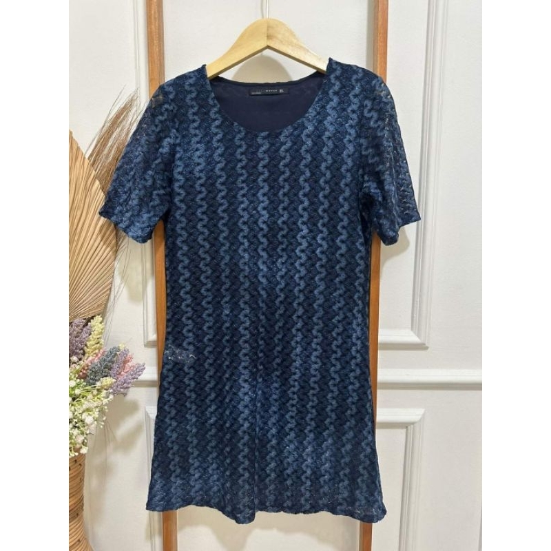 TVB- Zara Women dress tunik dye navy//Midi Dress Wanita