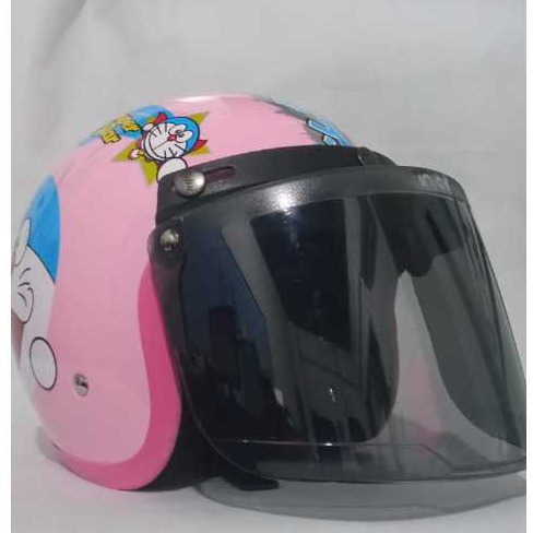 Helm ANAK motif DORAEMON lucu Helm Anak SNI umur 3-12 Tahun Free Kaca Datar Hitam