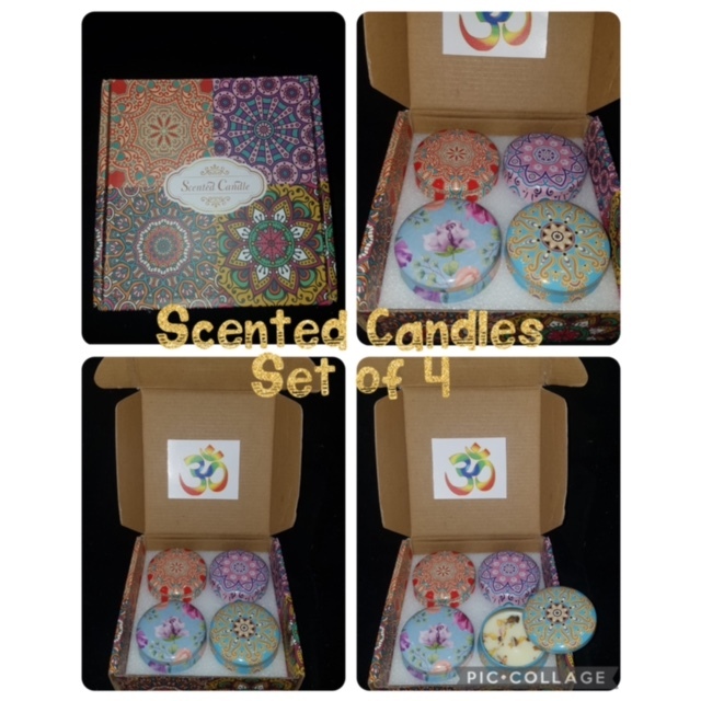 Scented Candle Diwali Gift Box Contains 4 Floral Tin Scented Candles