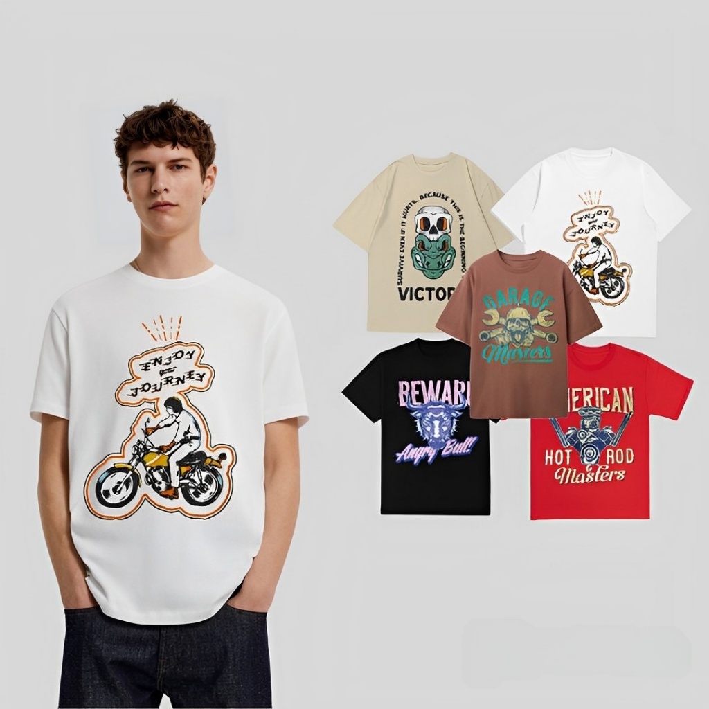 Kaos Distro Murah Original Premium 100% Cotton Pria Wanita Warna Colorful Desain Motorcycles - Momot