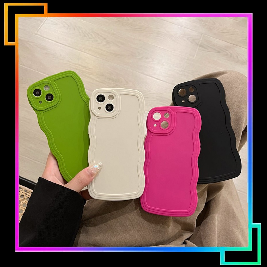 IPHONE Soft Case TPU Glossy Anti Pecah Desain Wave Polos Iphone 11 12 PRO MAX XR XS MAX