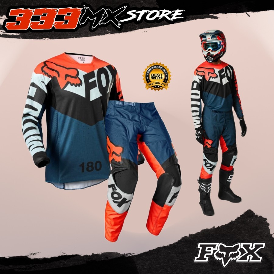 Jerset FOX 180 Trice Grey Orange Jersey Set FOX 180 Trice Original