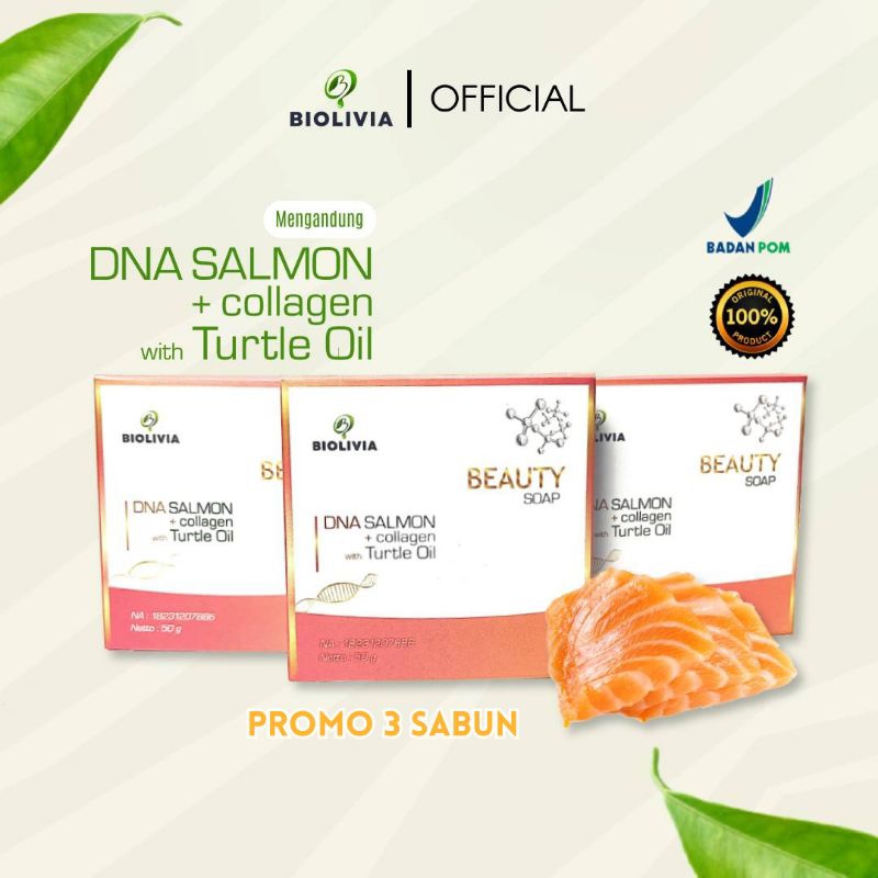 BIOLIVIA Beauty Soap DNA Salmon Mencerahkan Mengatasi Jerawat Bruntusan Flek Gatal BPOM Collagen Tur