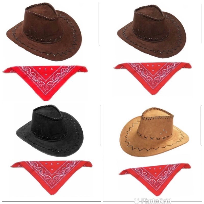 TOPI COWBOY ANAK & DEWASA | SCARF COWBOY | KOSTUM KOBOI | RANCH HAT