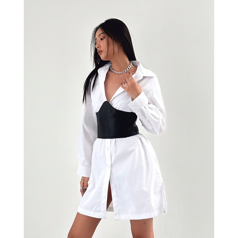 THEESTY - Hexy Oversized Shirt ( without belt )