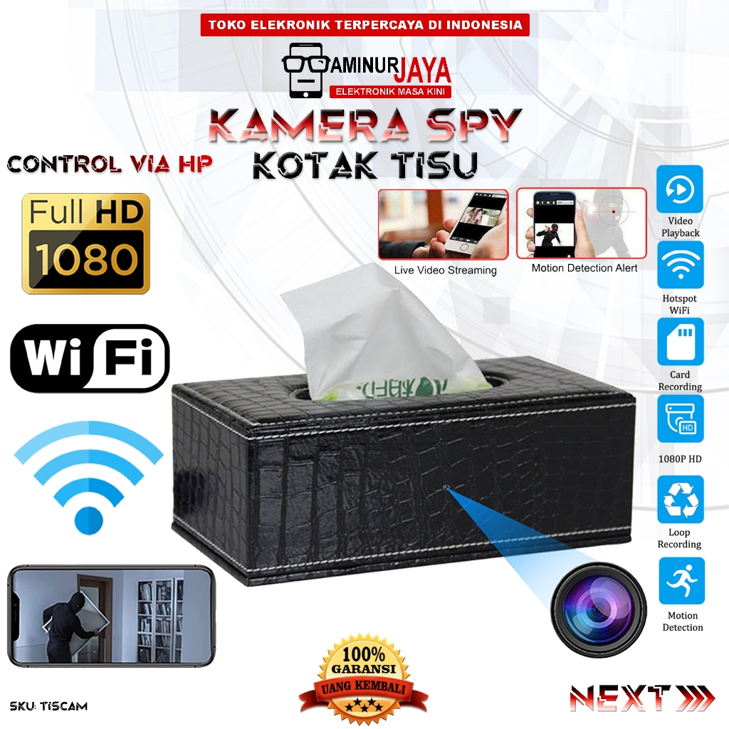 Kamera CCTV Wifi Wireless Portable IP Camera Box Kotak Tempat Tisu Tissue Resolusi Full HD 1080P Mot