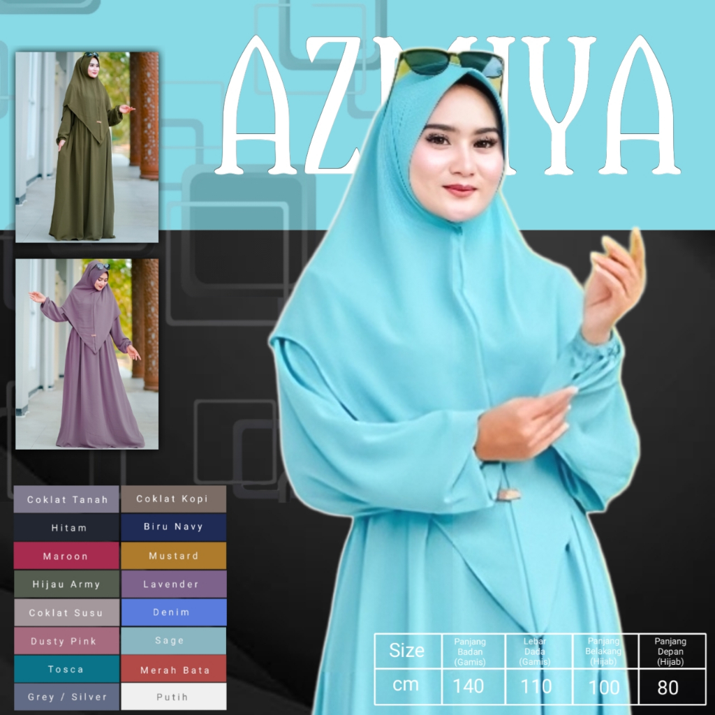 AZMIYA - Baju Gamis Wanita Terbaru 2023 Dress Remaja Kekinian Model Muslim Syari Dres Dewasa Set Hij