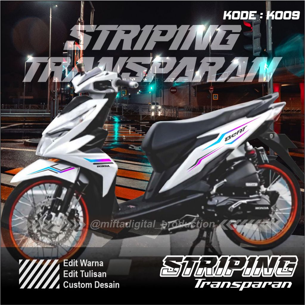 Striping Transparan Beat Street Full Body - Beat FI - Beat Esp - Beat Street Esp - Striping Sticker 