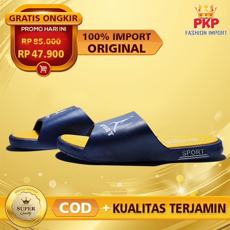 Sandal Slop Pria Dewasa Karet Kekinian Sendal Cowo Cowok Import Slip On Remaja Murah Sandal Laki Lak