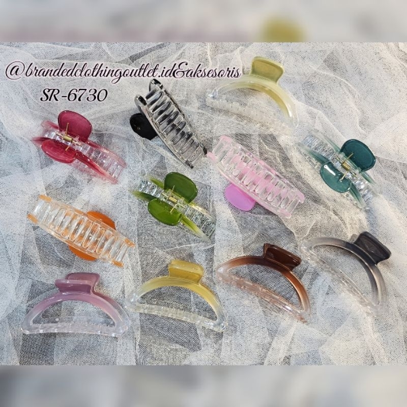 JEPIT RAMBUT TRANSPARAN 9CM / JEPIT RAMBUT GRADASI KOREAN STYLE / JEDAI BENING MIX 2 WARNA / TRANSPA