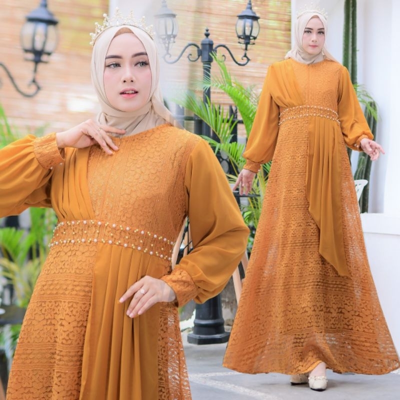 Gamis Pesta Ceruty|Gamis Pesta Brukat|Gamis Pesta Seragam|Gamis Kondangan|Gamis Ceruty Babydoll