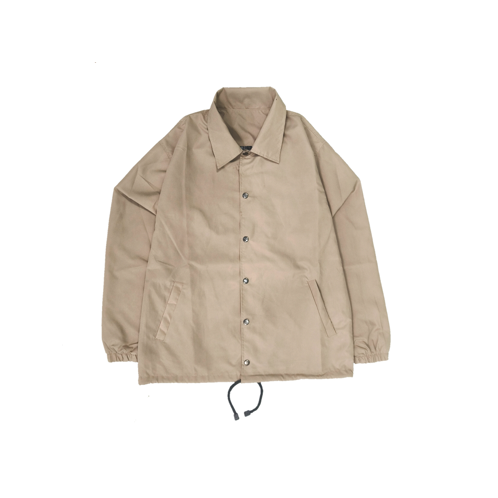 Jaket Coach Polos Waterproof Casual Vintage Unisex Warna Cream