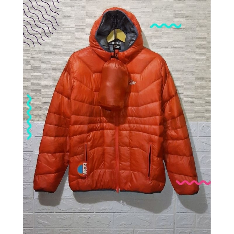 Jaket Bulu Angsa LOWE ALPINE size L Bulang UL Hoodie Ultralight Down Outdoor Gunung orange winter