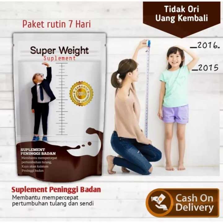 Super Weight Suplemen Peninggi badan dewasa dan anak terbaik BPOM I Herbal alami, S-Grow, Boney, ten