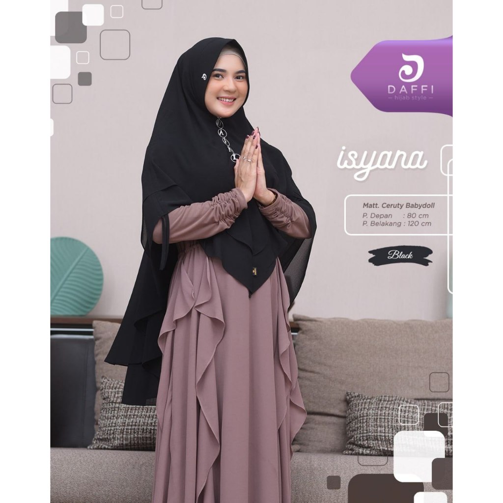 hijab isyana series hitam / daffi hijab / hijab parfume