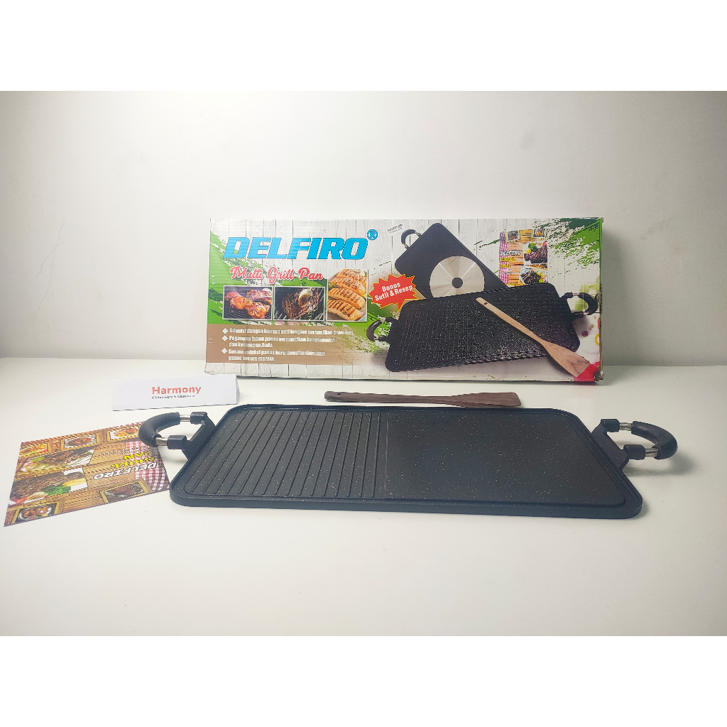 Delfiro Multi Grill Pan 49cm Panggangan BBQ Marble Anti Lengket