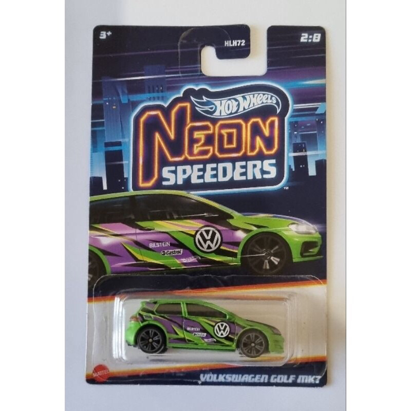 HOT WHEELS VOLKSWAGEN GOLF MK7 VW / HW NEON SPEEDERS + FREE Protector Card