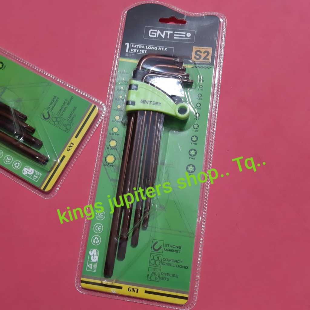KUAT S2 MATRIAL type LOBANG 9pc kunci L set BINTANG GNT T10 T15 T20 T25 T27 T30 T40 T45 T50 Long mat