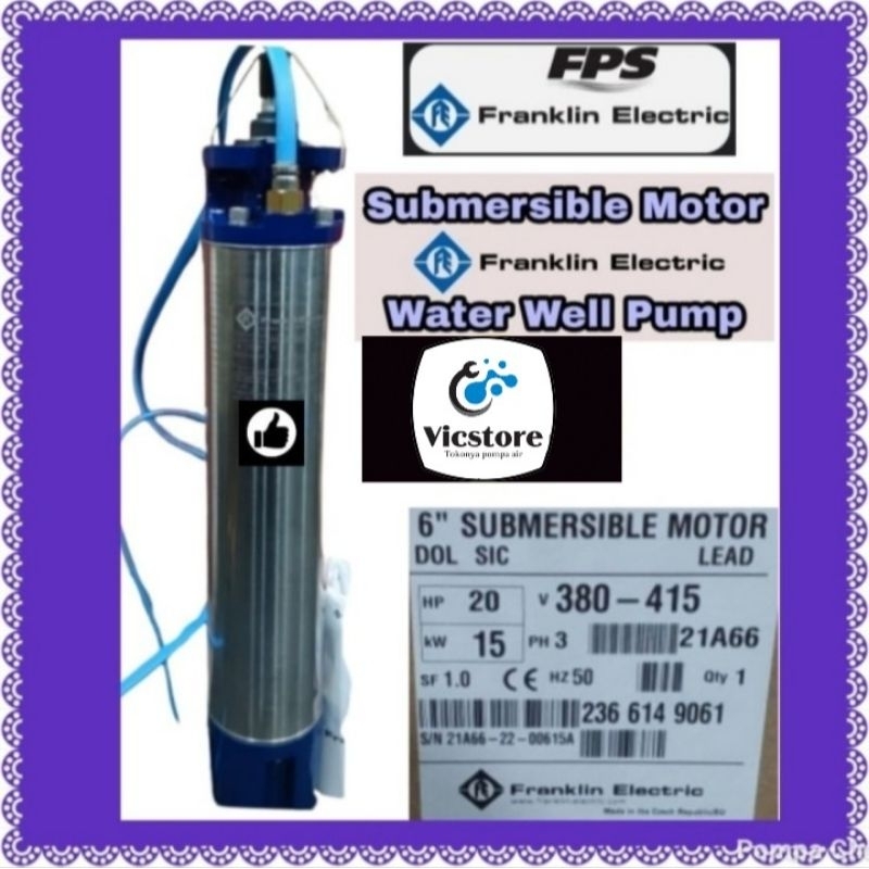 Motor penggerak pompa air satelit Franklin 20Hp 15kw 6" submersible
