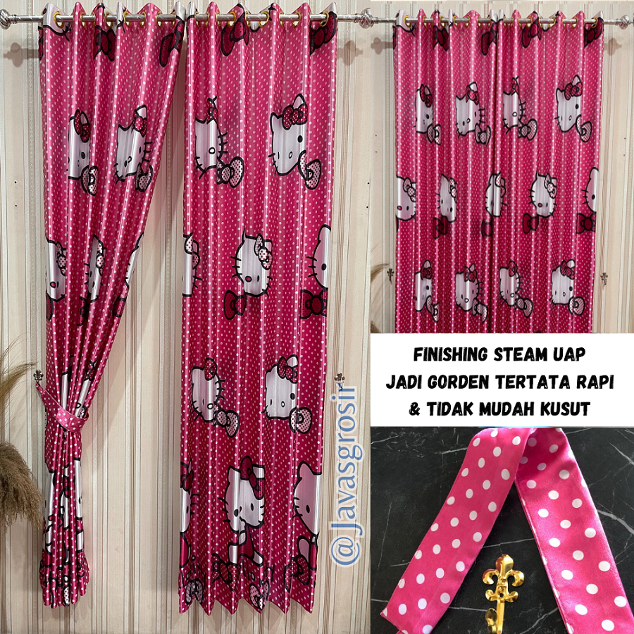 Gorden Import 85% Karakter Hello Kitty Gorden Blackout Motif Gorden Pintu Horden Jendela
