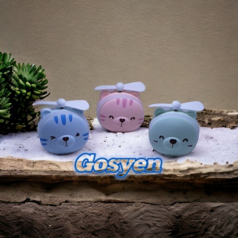 Kipas Angin Portable Karakter Cermin LED / Mini Fan Mirror Portable Travelling